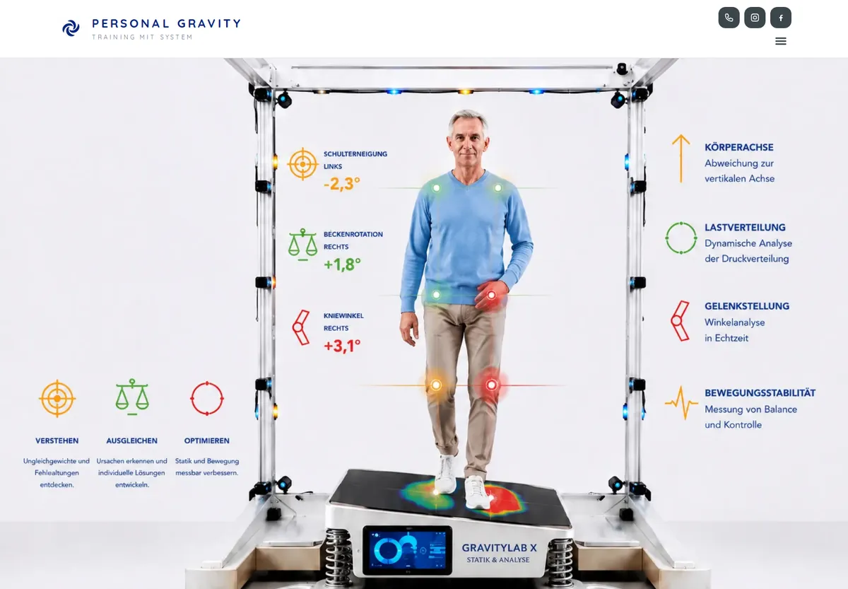 Startseite von Personal Gravity, Personal Training